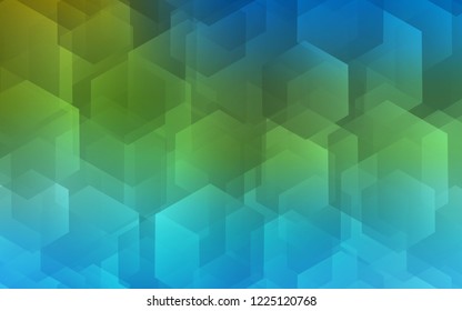 Light Blue, Green vector cover with set of hexagons. Abstract illustration with colorful hexagons. New design for website's poster, banner.