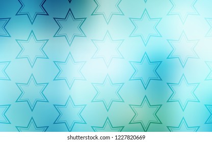 Light Blue, Green vector cover with small and big stars. Glitter abstract illustration with colored stars. Best design for your ad, poster, banner.