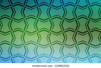 Light Blue, Green vector cover with stright stripes. Lines on blurred abstract background with gradient. Best design for your ad, poster, banner.