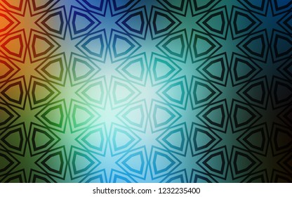 Light Blue, Green vector cover with small and big stars. Glitter abstract illustration with colored stars. Smart design for your business advert.