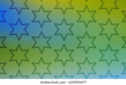 Light Blue, Green vector cover with small and big stars. Glitter abstract illustration with colored stars. Pattern for new year ad, booklets.