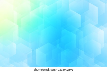 Light Blue, Green vector cover with set of hexagons. Design in abstract style with hexagons. New design for website's poster, banner.