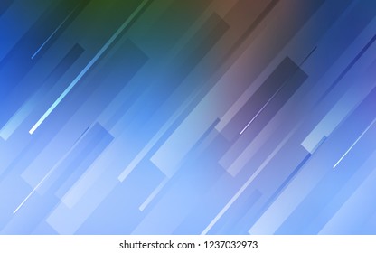 Light Blue, Green vector cover with stright stripes. Lines on blurred abstract background with gradient. Pattern for your busines websites.