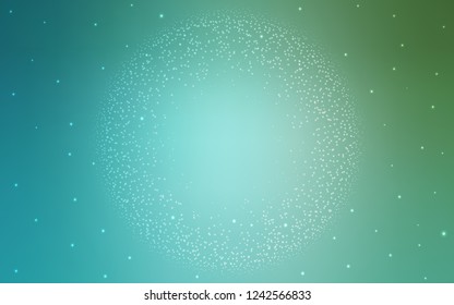 Light Blue, Green vector cover with astronomical stars. Space stars on blurred abstract background with gradient. Best design for your ad, poster, banner.