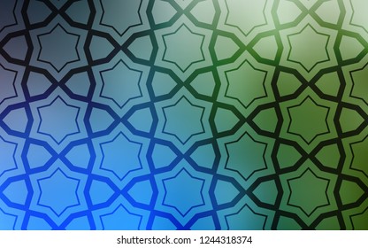 Light Blue, Green vector cover with small and big stars. Stars on blurred abstract background with gradient. Template for sell phone backgrounds.