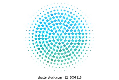 Light Blue, Green vector cover with small and big stars. Stars on blurred abstract background with gradient. Smart design for your business advert.