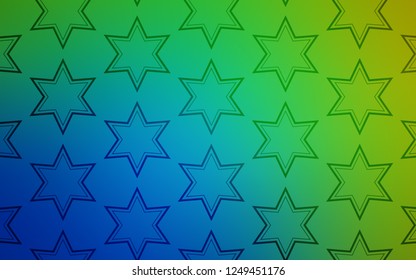Light Blue, Green vector cover with small and big stars. Glitter abstract illustration with colored stars. Template for sell phone backgrounds.