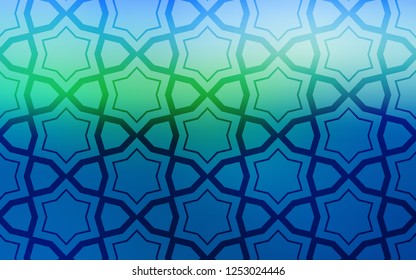 Light Blue, Green vector cover with small and big stars. Glitter abstract illustration with colored stars. Template for sell phone backgrounds.