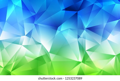 Light Blue, Green vector cover in polygonal style. Beautiful illustration with triangles in nature style. Pattern can be used for websites.
