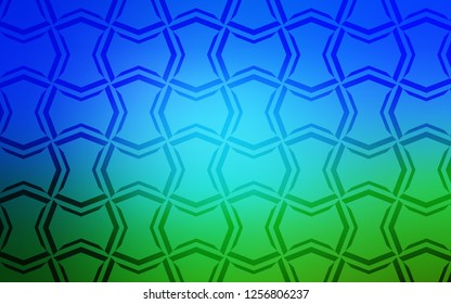 Light Blue, Green vector cover with stright stripes. Shining colored illustration with sharp stripes. The pattern for ad, booklets, leaflets.