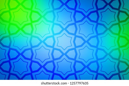 Light Blue, Green vector cover with small and big stars. Decorative illustration with stars on abstract template. Smart design for your business advert.