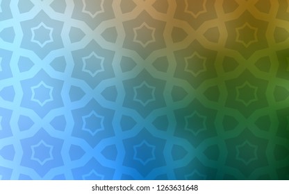 Light Blue, Green vector cover with small and big stars. Stars on blurred abstract background with gradient. Pattern for websites, landing pages.