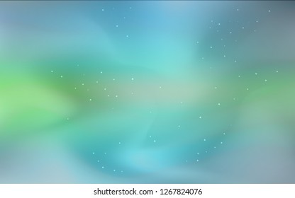 Light Blue, Green vector cover with astronomical stars. Shining illustration with sky stars on abstract template. Template for cosmic backgrounds.