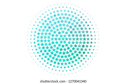 Light Blue, Green vector cover with small and big stars. Decorative shining illustration with stars on abstract template. Best design for your ad, poster, banner.