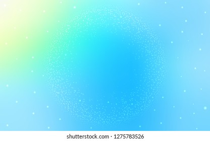 Light Blue, Green vector cover with astronomical stars. Space stars on blurred abstract background with gradient. Pattern for astronomy websites.