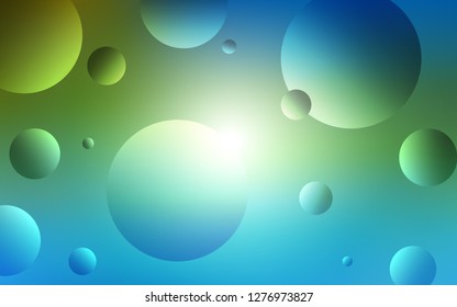 Light Blue, Green vector cover with spots. Beautiful colored illustration with blurred circles in nature style. Completely new template for your brand book.
