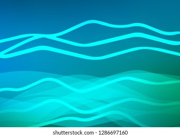 Light Blue, Green vector cover with long lines. Shining colored illustration with narrow lines. Best design for your ad, poster, banner.