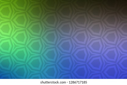 Light Blue, Green vector cover with set of hexagons. Illustration of colored hexagons on blur surface. New template for your brand book.