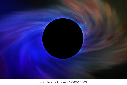 Light Blue, Green vector cover with a black hole, nebula. Abstract illustration with glitter colorful cosmic stars. Black Friday design for ads, commercials.