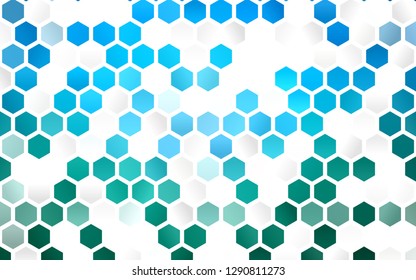 Light Blue, Green vector cover with set of hexagons. Illustration of colored hexagons on white surface. Pattern for ads, leaflets.