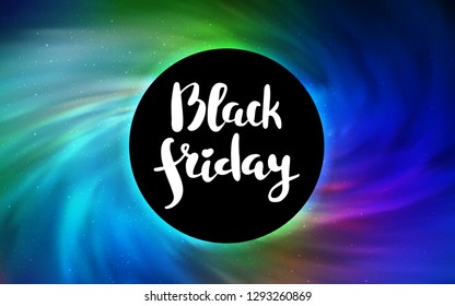 Light Blue, Green vector cover with a black hole, nebula. Decorative design in space style with a black hole. Pattern for posters, banners of sales.