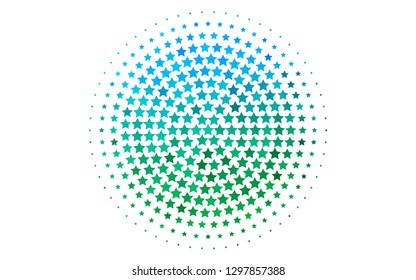 Light Blue, Green vector cover with small and big stars. Glitter abstract illustration with colored stars. The pattern can be used for wrapping gifts.