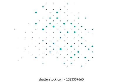 Light Blue, Green vector cover with spots. Glitter abstract illustration with blurred drops of rain. Template for your brand book.