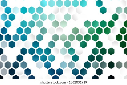Light Blue, Green vector cover with set of hexagons. Glitter abstract illustration in hexagonal style. New template for your brand book.