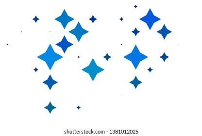 Light Blue, Green vector cover with small and big stars. Decorative shining illustration with stars on abstract template. The template can be used as a background.