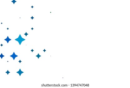 Light Blue, Green vector cover with small and big stars. Shining colored illustration with stars. The pattern can be used for websites.