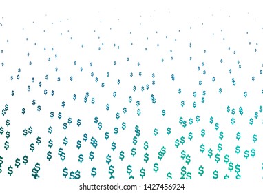 Light Blue, Green vector cover with Dollar signs. Blurred design in with symbols of USD. The pattern can be used for ad, booklets, leaflets of banks.