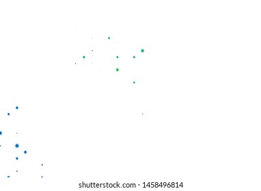 Light Blue, Green vector cover with small and big stars. Blurred decorative design in simple style with stars. Best design for your ad, poster, banner.