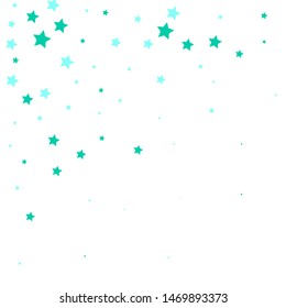 Light blue, green vector cover with beautiful stars. Shining colorful illustration with snow in a christmas style. Pattern for fabric design, wallpaper. starry sky