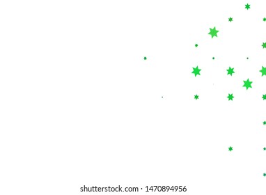 Light Blue, Green vector cover with small and big stars. Blurred decorative design in simple style with stars. The pattern can be used for new year ad, booklets.