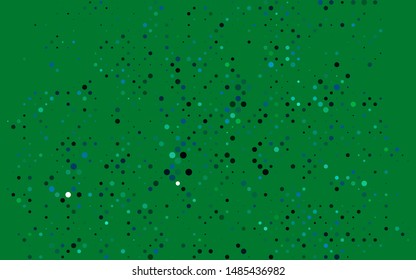 Light Blue, Green vector cover with spots. Glitter abstract illustration with blurred drops of rain. Pattern of water, rain drops.