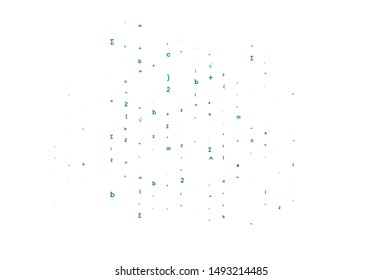 Light Blue, Green vector cover with math elements. Illustration with Numeral symbols on abstract template. Pattern for ads, booklets, leaflets of education.