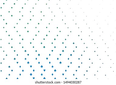 Light Blue, Green vector cover with symbols of gamble. Glitter abstract sketch with isolated symbols of playing cards. Pattern for ads of parties, events in Vegas.