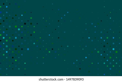 Light Blue, Green vector cover with spots. Beautiful colored illustration with blurred circles in nature style. Pattern of water, rain drops.