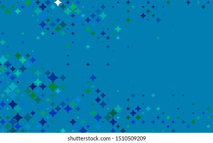 Light Blue, Green vector cover with small and big stars. Blurred decorative design in simple style with stars. The pattern can be used for websites.
