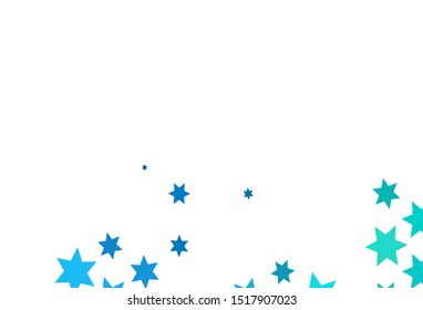 Light Blue, Green vector cover with small and big stars. Stars on blurred abstract background with gradient. Smart design for your business advert.