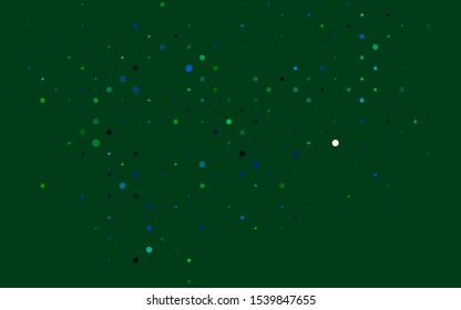 Light Blue, Green vector cover with spots. Abstract illustration with colored bubbles in nature style. Pattern of water, rain drops.