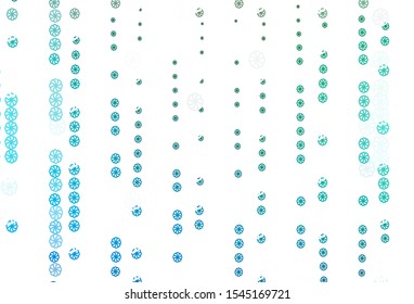 Light Blue, Green vector cover with beautiful snowflakes. Modern geometrical abstract illustration with crystals of ice. The template can be used as a new year background.