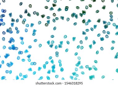 Light Blue, Green vector cover with spots. Illustration with set of shining colorful abstract circles. Pattern of water, rain drops.