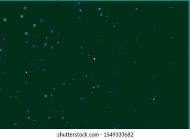 Light Blue, Green vector cover in polygonal style with circles. Decorative design in abstract style with lines, dots, cubes. Best design for your ad, poster, banner.