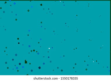 Light Blue, Green vector cover in polygonal style with circles. Illustration with colorful circles, triangles, rectangles. Template for wallpapers.