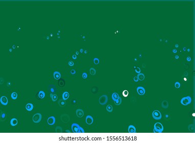Light Blue, Green vector cover with spots. Illustration with set of shining colorful abstract circles. Design for business adverts.