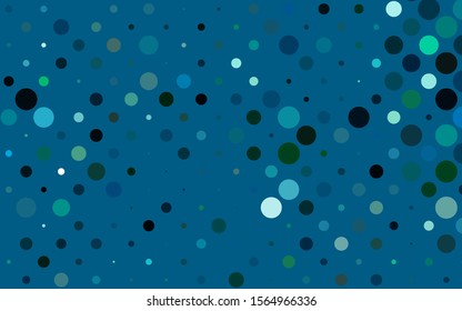 Light Blue, Green vector cover with spots. Illustration with set of shining colorful abstract circles. Pattern for ads, booklets.