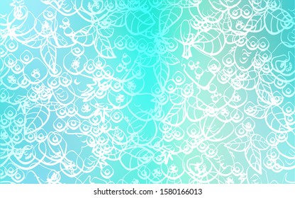 Light Blue, Green vector cover with cuisine gourmet. Beautiful colored illustration with food in doodle style. Pattern for menu of cafes, bars, restaurants.