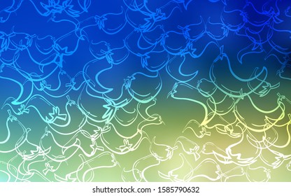 Light Blue, Green vector cover with chili peppers. Glitter abstract sketch with hot peppers. Template for meal cooking in kitchen.