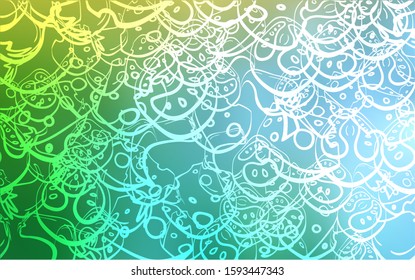 Light Blue, Green vector cover with cuisine gourmet. Illustration with set of fresh food in doodle style. Pattern for ads of breakfast, lunch, dinner.